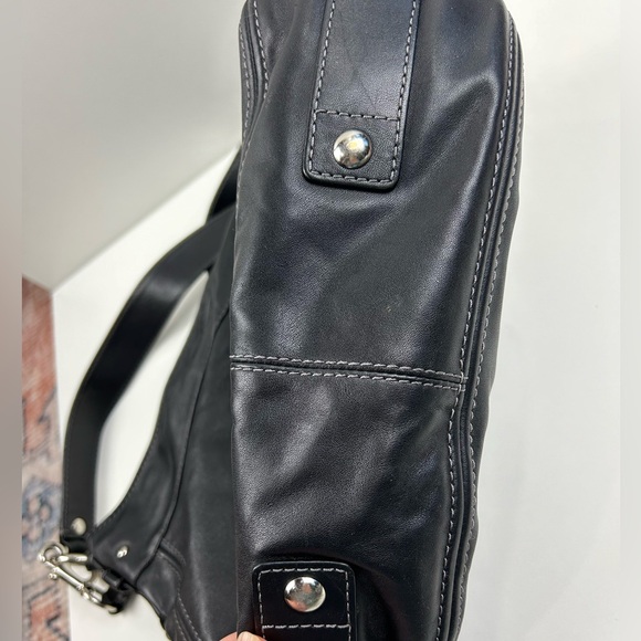 Coach Large Black Leather Hobo Shoulder Handbag Purse F14706 - Picture 6 of 10